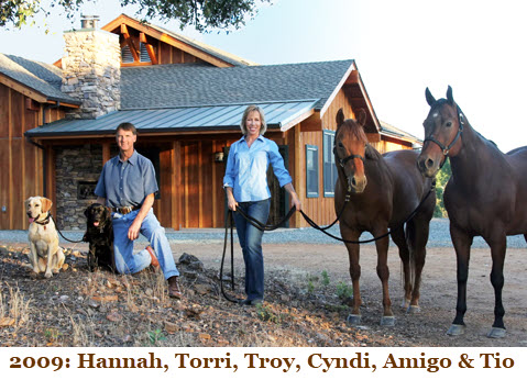 Harrell's dogs and horses at their Gold Country ranch experience